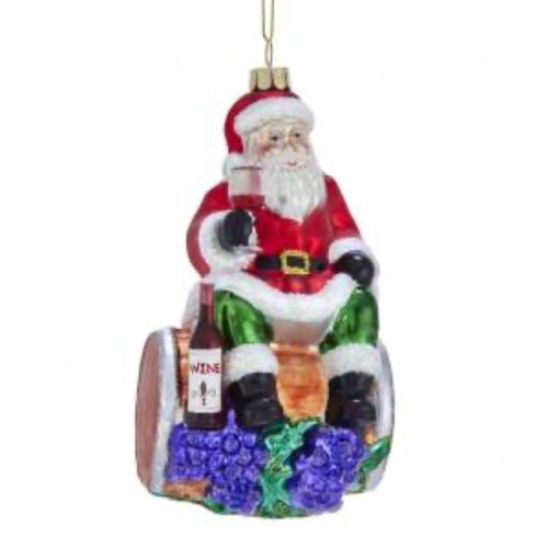Kurt S. Adler Ornament Noble gems kerstman op wijn vat