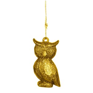 Kurt S. Adler Ornament PLASTIC GLITTER OWL GOLD