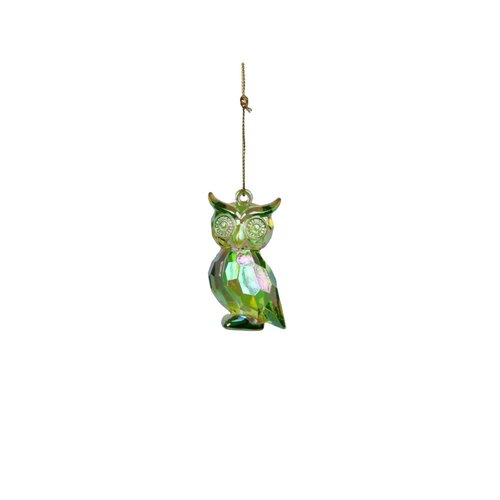 Kurt S. Adler Ornament PLASTIC IRID OWL GREEN