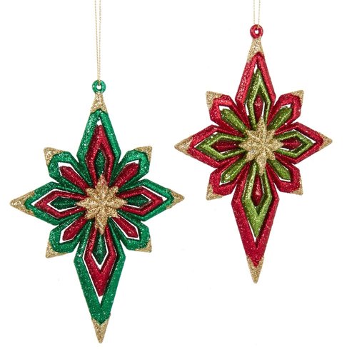 Kurt S. Adler Ornament Rood/groen/goud glitter