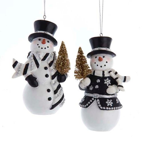 Kurt S. Adler Ornament Sneeuwman zwart/zilver/goud