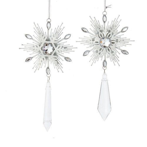 Kurt S. Adler Ornament Sneeuwvlokken wit/zilver