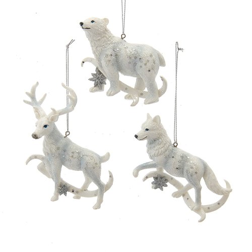Kurt S. Adler Ornament Wolf,rendier,beer wit/zilver