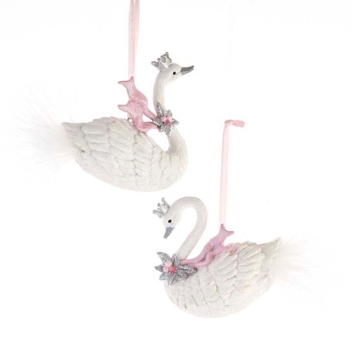 Kurt S. Adler Ornament Zwanen wit/zilver