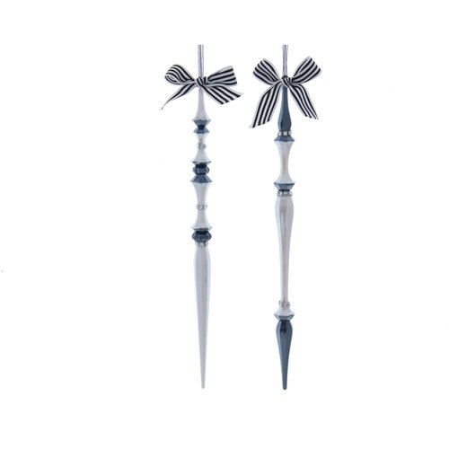Kurt S. Adler Ornament Zwart/wit/zilver icicle
