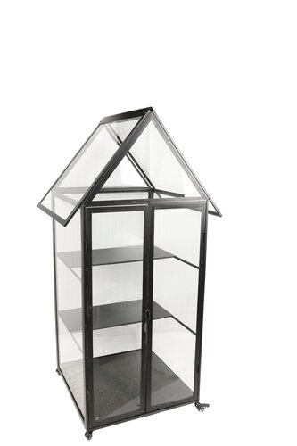 Kweekkas Huis Metaal/Polycarbonaat 89 x 73 x H 177 cm Zwart
