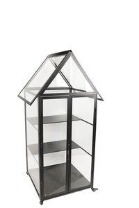Kweekkas Huis Metaal/Polycarbonaat 89 x 73 x H 177 cm Zwart