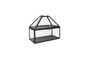 Kweekkas metaal/glas B 30 x D 15 x H 26 cm zwart - afbeelding 1