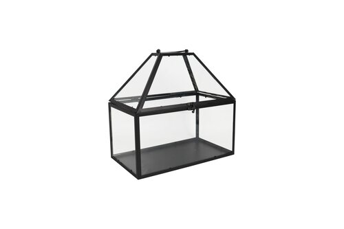 Kweekkas metaal/glas B 35 x D 20 x H 35 cm zwart - afbeelding 1