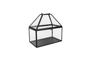 Kweekkas metaal/glas B 35 x D 20 x H 35 cm zwart - afbeelding 1