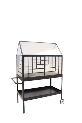 Kweekkas trolley metaal/polycarbonaat 111 x 50 x H 146 cm zwart