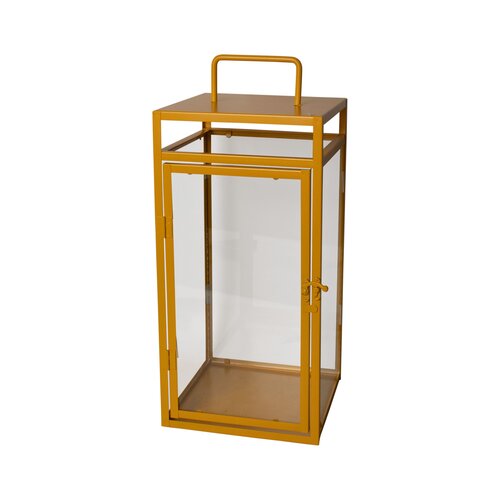 Lantaarn 20 x 20 x 46 cm geel