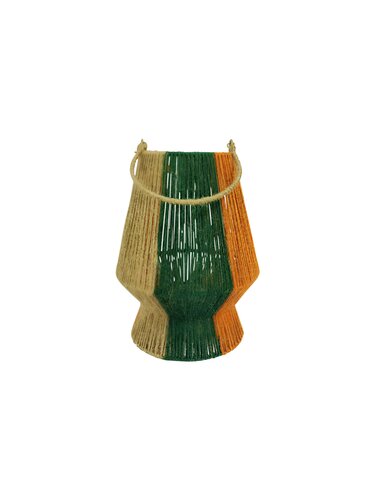 Lantaarn - D23 x H30cm Naturel/Oranje/Groen