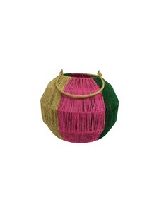 Lantaarn - D27 x H23cm Naturel/Roze/Groen