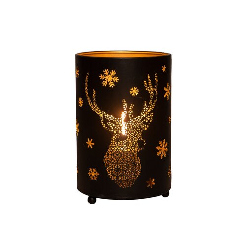 Lantaarn hert 16x10.5cm zwrt/gd