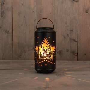Lantaarn kerst d12h25.5cm zwrt/goud - afbeelding 2