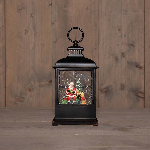 Lantaarn kerstman 12.5x8x27cm zwart