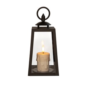 Lantaarn met druipkaars 20.5x10cm - afbeelding 1