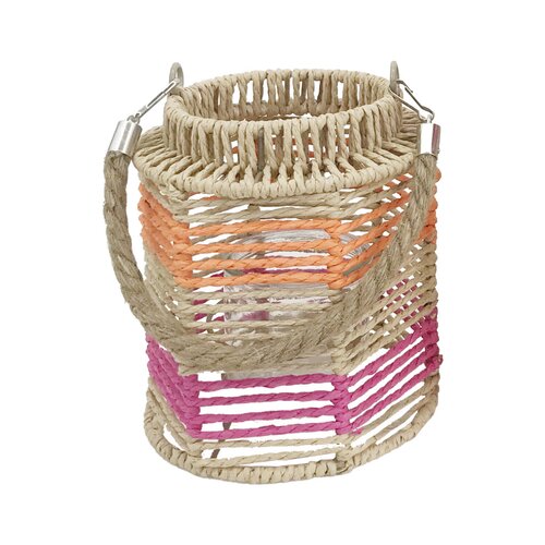 Lantaarn met glas D 16 x H 18 cm multicolour