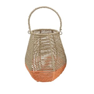 Lantaarn met glas D 19 x H 24 cm oranje