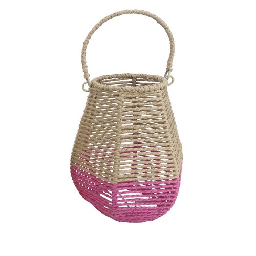 Lantaarn met glas D 19 x H 24 cm roze