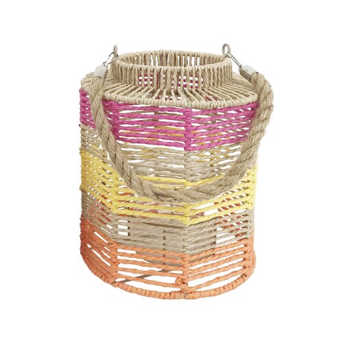 Lantaarn met glas D 21 x H 24 cm multicolour