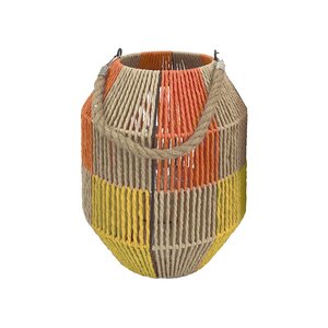 Lantaarn met glas D 26 x H 32 cm oranje/geel