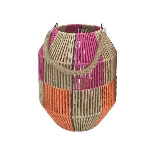 Lantaarn met Glas - D26 x H32cm Roze/Oranje