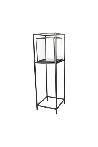 Lantaarn op standaard 30 x 30 x H 100 cm black - afbeelding 1