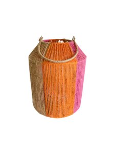 Lantaarn Touw naturel/oranje/roze - H28xD20cm
