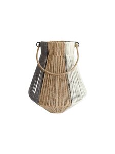 Lantaarn touw naturel/wit/grijs - D 22 x H 24 cm