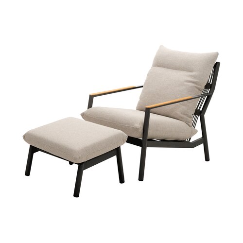 Las Palmas lounger XL met hocker antraciet - afbeelding 1