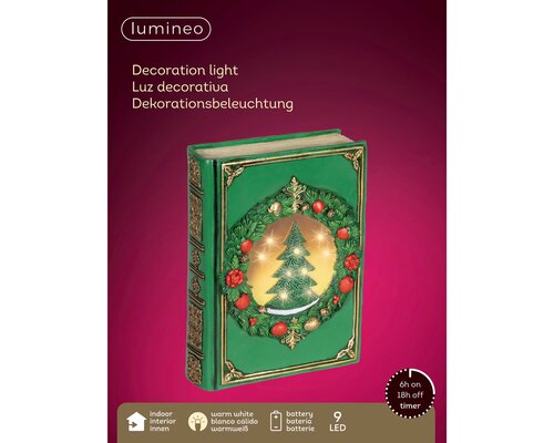 LED-boek kunststof - H22cm Groen - afbeelding 3