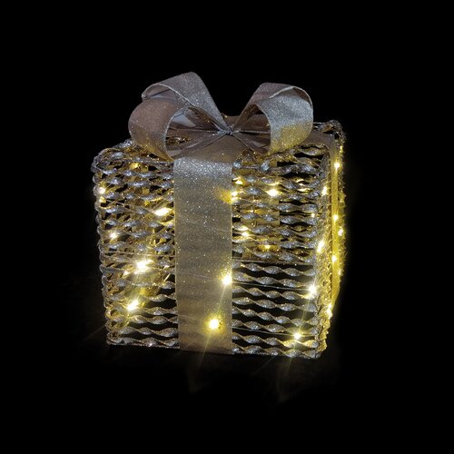 LED cadeau 25 x 25 x H 30 cm glitter gold 40L timer excl. 3xAA