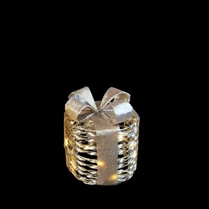 LED cadeau D 15 x H 17 cm glitter gold 20L timer excl. 2xAA