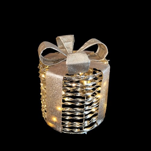 LED cadeau D 20 x H 23 cm glitter gold 30L timer excl. 3xAA