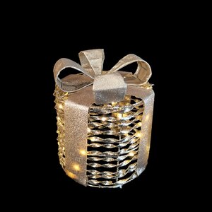 LED cadeau D 20 x H 23 cm glitter gold 30L timer excl. 3xAA