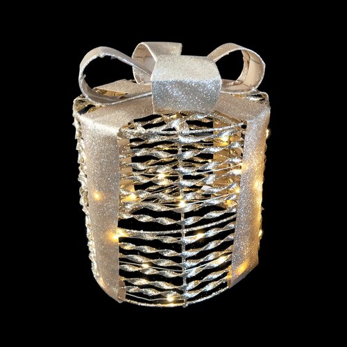 LED cadeau D 25 x H 30 cm glitter gold 40L timer excl. 3xAA