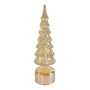 LED draaiende kerstboom goud - D 9,5 x H 33 cm