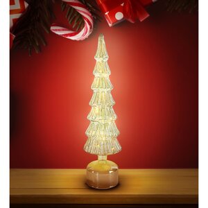 LED draaiende kerstboom goud - D 9,5 x H 33 cm - afbeelding 2
