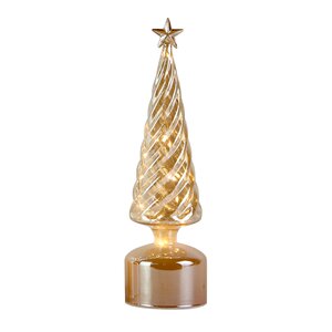 LED draaiende kerstboom met ster goud - D 9 x H 32 cm
