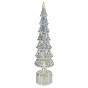 LED draaiende kerstboom zilver -  D 10,5 x H 41 cm - afbeelding 1
