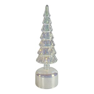 LED draaiende kerstboom zilver - D 9,5 x H 33 cm
