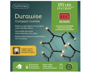 LED durawise compact klassiek wit/192L/470cm/-2.45cm/3xAA/zwarte kabel