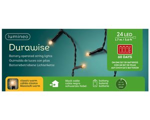 LED durawise klassiek wit/24L/170cm/-7.5cm/3xAA/zwarte kabel