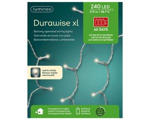 LED durawise XL warm wit/240L/1790cm/-7.5cm/3xAA/transparante kabel