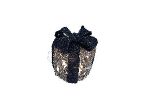 LED glitter giftbox D 10 cm 7L goud/zwart incl. timer - afbeelding 1