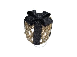 LED glitter giftbox D 15 cm 10L goud/zwart incl. timer - afbeelding 1