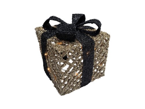 LED glitter giftbox maat L 20L goud/zwart