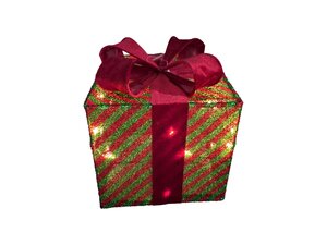 LED glitter giftbox maat L 20L rood/groen incl. timer excl. 3xAA - afbeelding 1